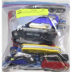 BAG OF VARIOUS POCKET KNIVES