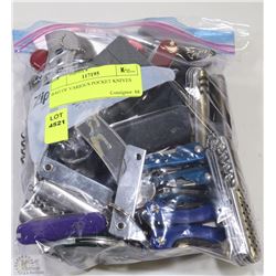BAG OF VARIOUS POCKET KNIVES