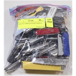 BAG OF VARIOUS POCKET KNIVES