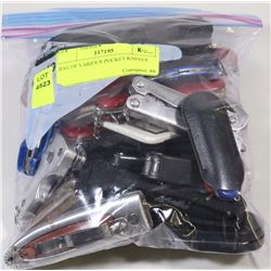 BAG OF VARIOUS POCKET KNIVES