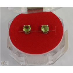 #6)NATURAL PERIDOT ROUND .925 SILVER EARRINGS