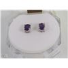 Image 1 : #11)NATURAL AMETHYST OVAL  .925 SILVER EARRINGS