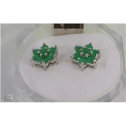 7)NATURAL ENHANCED EMERALD  .925 SILVER EARRINGS