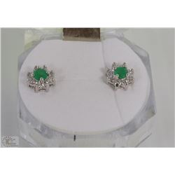 6)NATURAL ENHANCED EMERALD  .925 SILVER EARRINGS