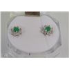 Image 1 : 6)NATURAL ENHANCED EMERALD  .925 SILVER EARRINGS
