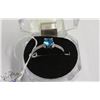 Image 1 : 2)NATURAL BLUE TOPAZ & CZ  .925 SILVER RING