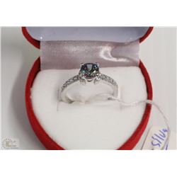 8)RAINBOW MYSTIC & CZ .925 SILVER RING SIZE 5