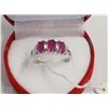 Image 1 : 5)NATURAL RUBY & CZ   .925 SILVER RING SIZE 6