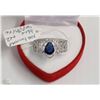 Image 1 : 10)NATURAL BLUE SAPPHIRE & CZ .925 SILVER RING