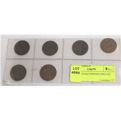 6 BRITISH HALF PENNIES 1896-1922