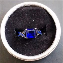 BLACK RHODIUM PLATED COBALT BLUE RING