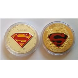 LOT OF 2 SUPERMAN COLORIZED TOKEN COINS