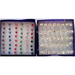 LOT OF 44 CRYSTAL HYPOALLERGENIC  STUD EARRINGS
