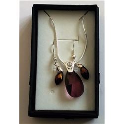 PLUM COLORED SWAROVSKI CRYSTAL SET