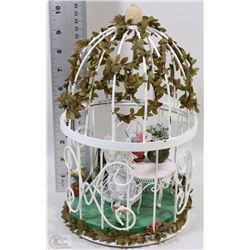 DOLL HOUSE BIRD CAGE WITH DOLL FURNITURE