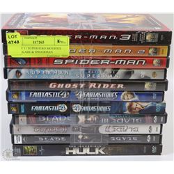 LOT OF 11 SUPERHERO MOVIES INCL.BLADE & SPIDERMAN