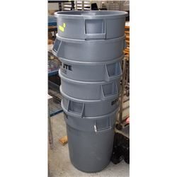 LOT OF 6 RUBBERMAID BRUTE GARBAGE CANS