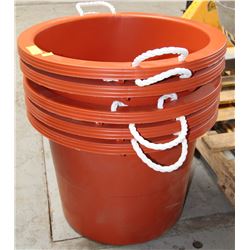 LOT OF FIVE 17.8 GALLON UTILITY BUCKETS