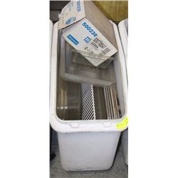 DRY INGREDIENTS BIN FILLED WITH BAKING PANS, CLEAR
