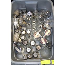 GREY TOTE FILLED WITH CONDIMENT CONTAINERS