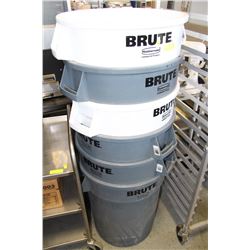 LOT OF 6 RUBBERMAID BRUTE 32 GAL GARBAGE BINS