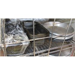 LOT OF BAKING PANS, PIE PLATES & TONGS