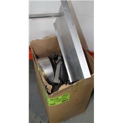 BOX WITH HEAT LAMP, UTENCILS, ETC