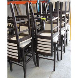 LOT OF 16 WOOD & FABRIC BAR STOOLS