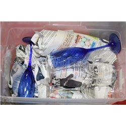 BOX OF WINE GLASSES INCL. SOME COLORED ONES