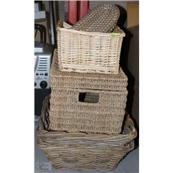 STACK OF WICKER BASKETS
