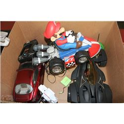 LARGE BOX W/ 3 REMOTE CONTROL CARS