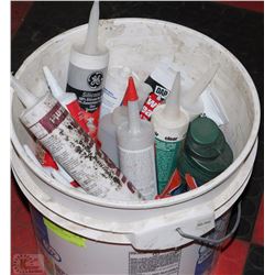 BUCKET W/MISC. GLUES & CAULKING