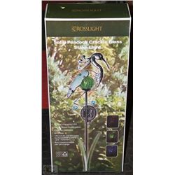 THREE SOLAR FLAMIGO AND PEACOCK LAWN LIGHTS