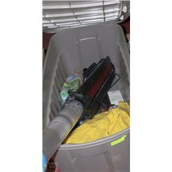 X-LARGE BEIGE BIN W/CAMPING GEAR & LARGE