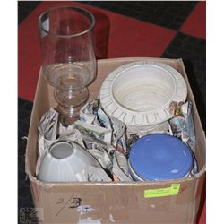 BOX W/CERAMIC PLANTER, 2 VASES &