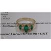 Image 1 : 14K YELLOW GOLD LADIES EMERALD & DIAMOND RING