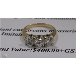 10K TWO TONE GOLD LADIES THREE ACROSS RING