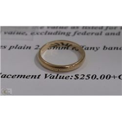 10K YELLOW GOLD LADIES PLAIN 2.75mm TIFFANY BAND