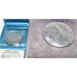 #3) SET OF 2 COINS - PEWTER HOKKAIDO 1980 ALBERTA