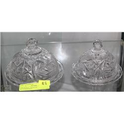 2 PINWHEEL CRYSTAL BUTTERDISHES