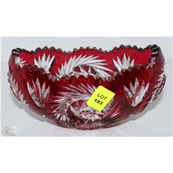 FANCY CUT CRANBERRY PINWHEEL CRYSTAL DISH