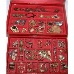 ESTATE 2 TIER JEWELLERY BOX LOADED WITH JEWELLERY