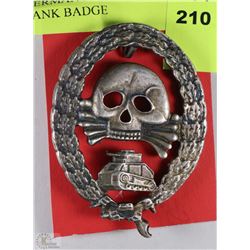 GERMAN NAZI SKULLHEAD AND TANK BADGE