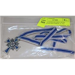 GERMAN WWII MOTHER CROSS ENGRAVED DECEMBER 16 1938