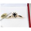 Image 1 : 10KT YELLOW GOLD DIAMOND AND SAPPHIRE RING W/COA