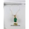 Image 1 : 14KT YELLOW GOLD EMERALD & DIAMOND  PENDANT W/COA