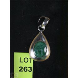 19)NATURAL EMERALD ENHANCED  .925 SILVER PENDANT