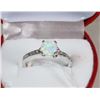 Image 1 : 9)FIRE OPAL  & CZ .925 SILVER RING SIZE 6.5