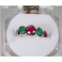 16)NATURAL  ENDHANCED RUBY,EMERALD .925 SILVER