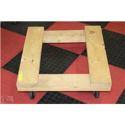 WOODEN DOLLIE ON CASTER WHEELS